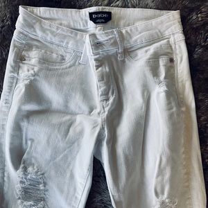 BEBE Ripped White Skinny Jeans 27